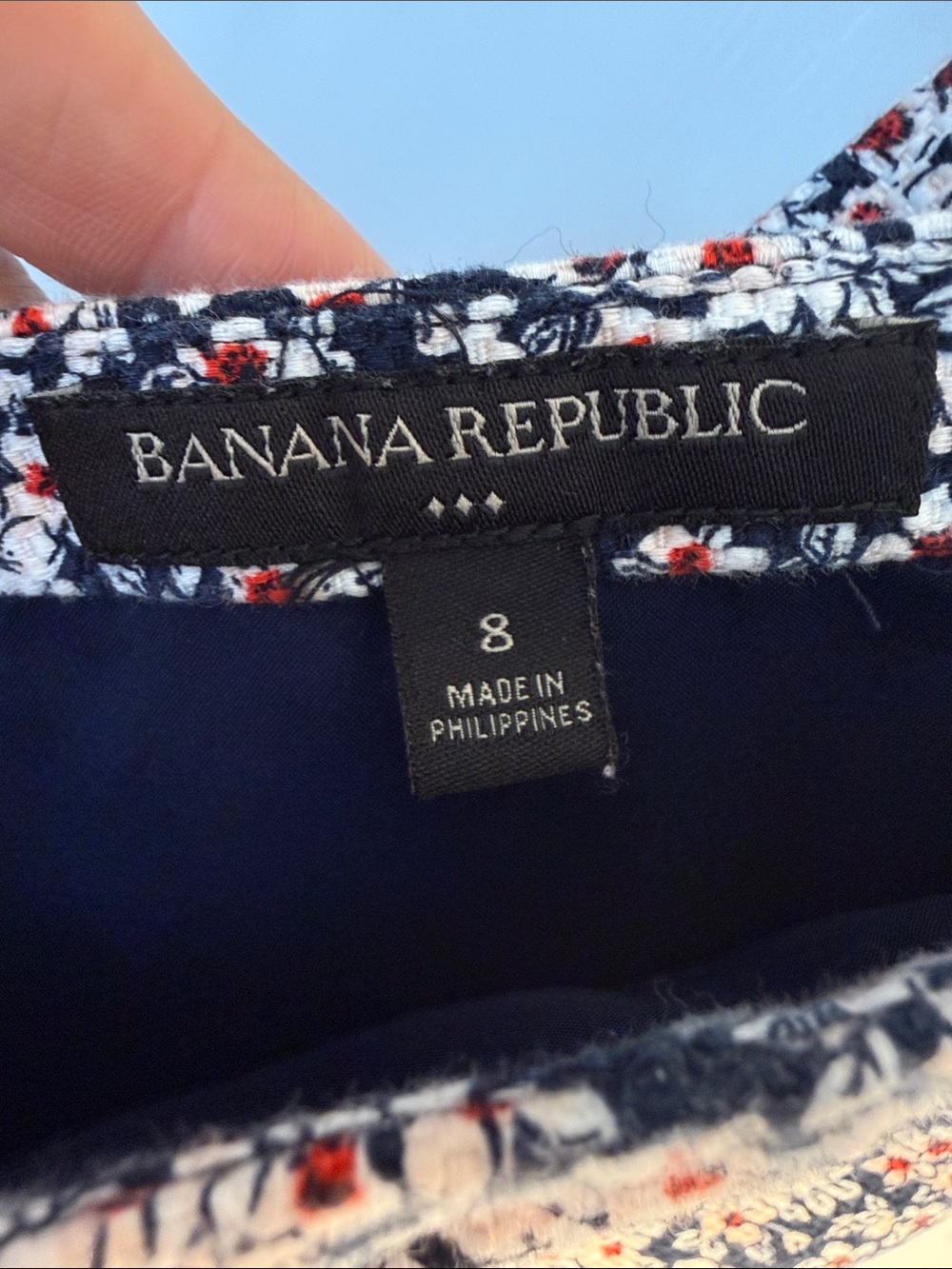 Banana Republic Floral Mini Skirt Button Pockets Navy White Preppy Woman Size 8 - Picture 4 of 9